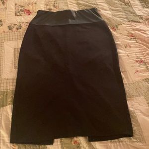 Black two toned pencil skirt with slit in back
